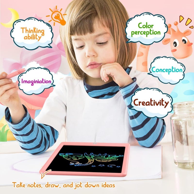 BUKEBU لوحة كتابة LCD، لوح رسم 10.5 بوصة ملون، جهاز لوحي إلكتروني للرسم، ألواح رسم، هدايا سفر للأطفال من عمر 3 إلى 8 سنوات (وردي) - Image 4